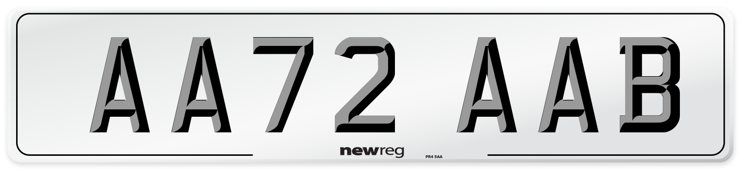 AA72 AAB Number Plate from New Reg